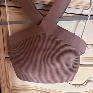 Aritzia Dusty Pink Ribbed Crop Top